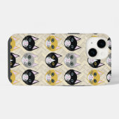 Coque Pour iPhone 14 Chats Chevrons Beige (Verso Horizontal)
