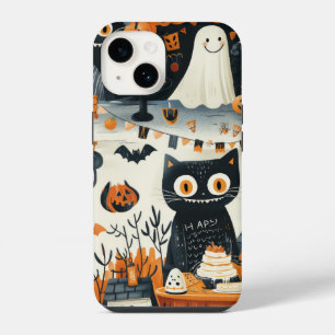 Coque Pour iPhone 14 Chats noirs d'Halloween et sorcières drôles pour e