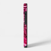 COQUE POUR iPhone 14 CHÈQUES BLANCHES EN MONOGRAMME DE FUCHSIE ROSE (Côté gauche)