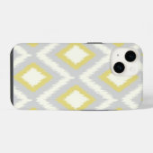 Coque Pour iPhone 14 Chevron Ikat Tribal Gris et Jaune (Verso Horizontal)