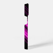 Coque Pour iPhone 14 Chevron noir rose chaud brillant métallique Monogr (Côté droit)