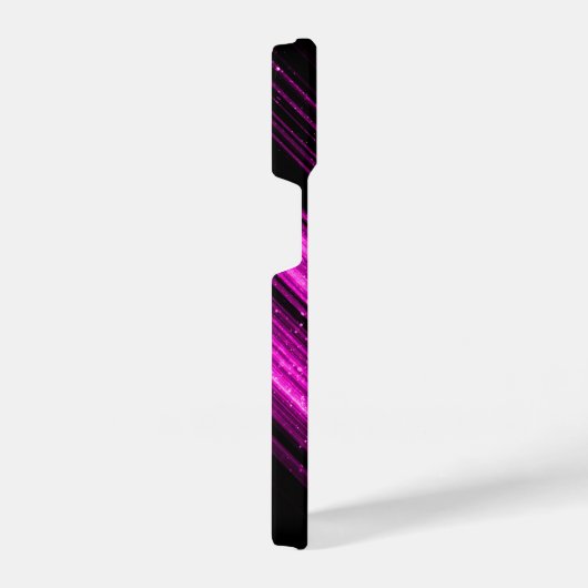 Coque Pour iPhone 14 Chevron noir rose chaud brillant métallique Monogr (Côté droit)