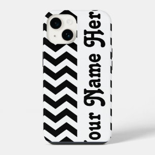 Coque Pour iPhone 14 Chevron Safari Noir avec nom personnalisable