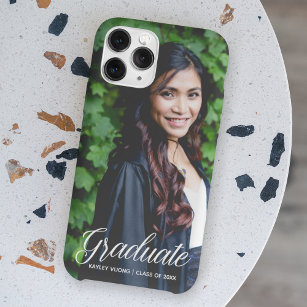 Coque Pour iPhone 14 Chic Graduate White Typography Overlay 2024 Photo