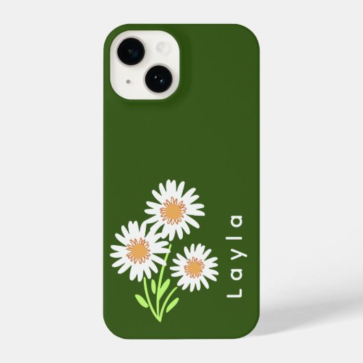 Coque Pour iPhone 14 Chic Moderne Monogramme Vert & Blanc Floral (Verso)