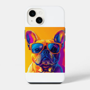 Coque Pour iPhone 14 Chien bouledogue français cool avec des lunettes d