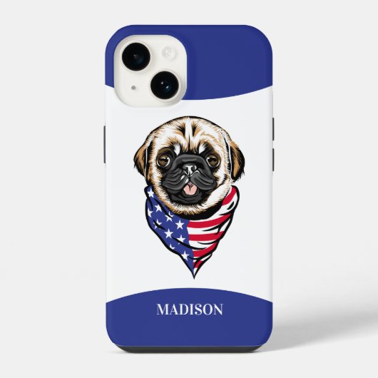 Coque Pour iPhone 14 Chien carlin (Verso)
