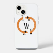 Coque Pour iPhone 14 Chien teckel monogramme (Verso)