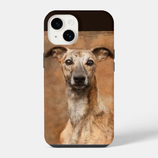 Coque Pour iPhone 14 Chien Whippet Bringé (Verso)