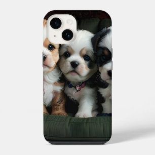 Coque Pour iPhone 14 Chiots super mignons sur le canapé 2