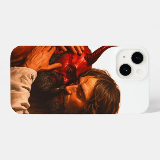 Coque Pour iPhone 14 Christ embrasser Lucifer (Verso Horizontal)