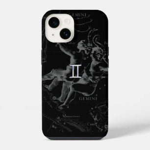 Coque Pour iPhone 14 Chrome argenté comme le signe du zodiaque Gémeaux