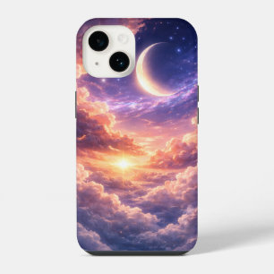 Coque Pour iPhone 14 Ciel Céleste Rêveur avec Lune et Nuages