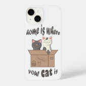 Coque Pour iPhone 14 Citation drôle Accueil est où est votre chat (Verso)
