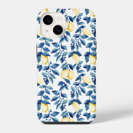 Coque Pour iPhone 14 Citron bleu jaune (Verso)