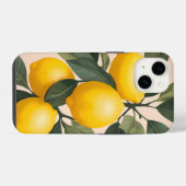 Coque Pour iPhone 14 Citrons dorés sur fond vert (Verso Horizontal)