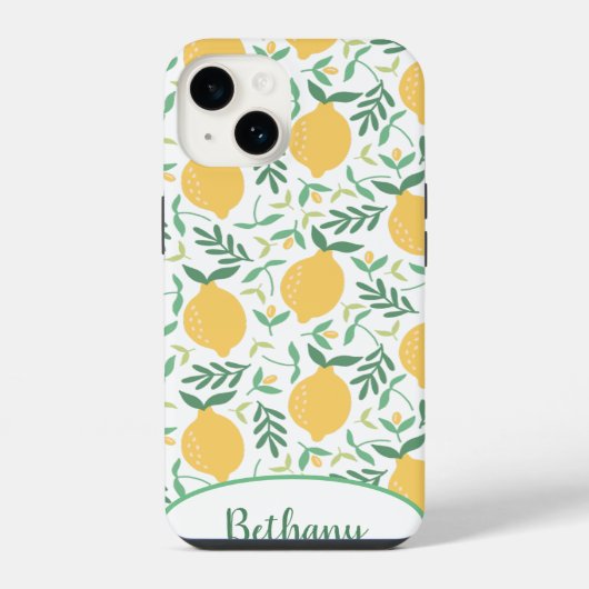 Coque Pour iPhone 14 Citrons funky et chic Feuille (Verso)