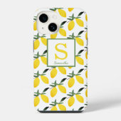 Coque Pour iPhone 14 Citrus citron moderne Nom du monogramme (Verso)