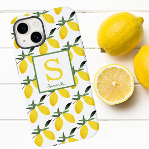 Coque Pour iPhone 14 Citrus citron moderne Nom du monogramme