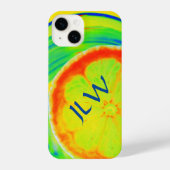 Coque Pour iPhone 14 Citrus psychédélique Pop Art avec Initiales (Verso)