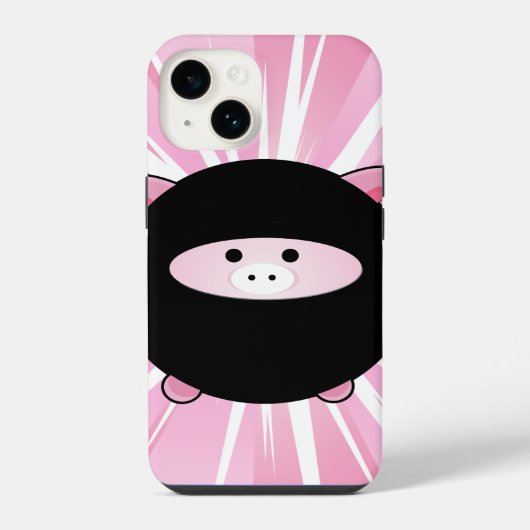 Coque Pour iPhone 14 Cochon de Ninja rose (Verso)
