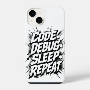 Coque Pour iPhone 14 Code Debug Sleep Repeat 