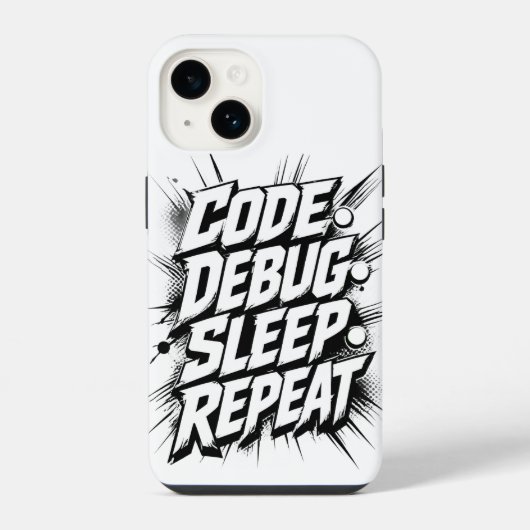 Coque Pour iPhone 14 Code Debug Sleep Repeat (Verso)