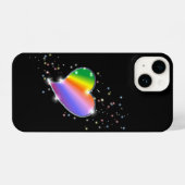 Coque Pour iPhone 14 Coeur arc-en-ciel avec étoiles sur noir (Verso Horizontal)