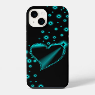 Coque Pour iPhone 14 Cœur de l'arc-en-ciel vert avec des étoiles sur fo