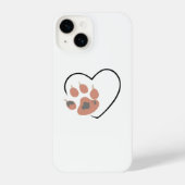Coque Pour iPhone 14 Coeur Empreinte de patte - Conception adorable (Verso)