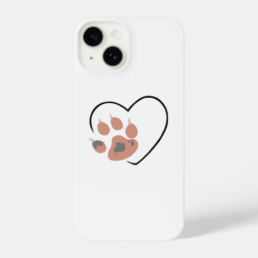 Coque Pour iPhone 14 Coeur Empreinte de patte - Conception adorable (Verso)