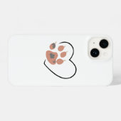 Coque Pour iPhone 14 Coeur Empreinte de patte - Conception adorable (Verso Horizontal)