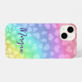 Coque Pour iPhone 14 Coeurs arc-en-ciel chatoyants personnalisés (Verso Horizontal)