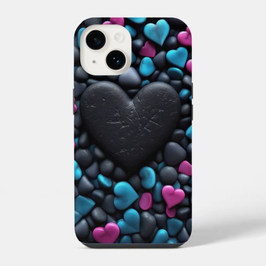 Coque Pour iPhone 14 Cœurs de pierre (Verso)