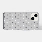 Coque Pour iPhone 14 Coeurs de polka minuscules dans les tons gris (Verso Horizontal)