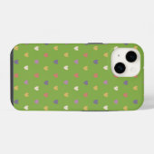 Coque Pour iPhone 14 Coeurs Polka sur vert vert (Verso Horizontal)