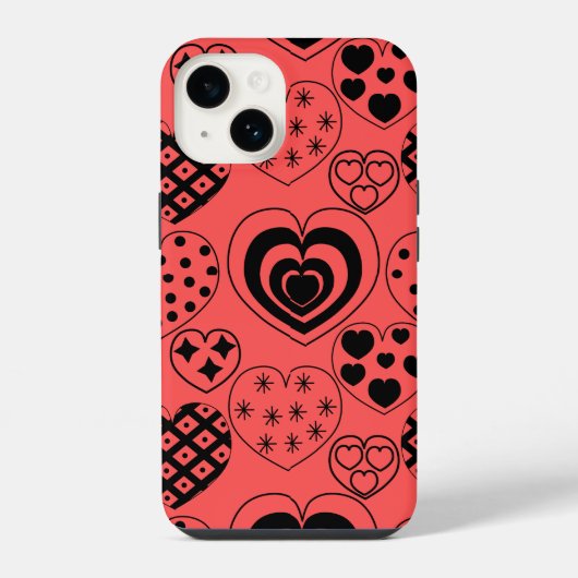 Coque Pour iPhone 14 Coeurs répétitifs (Verso)