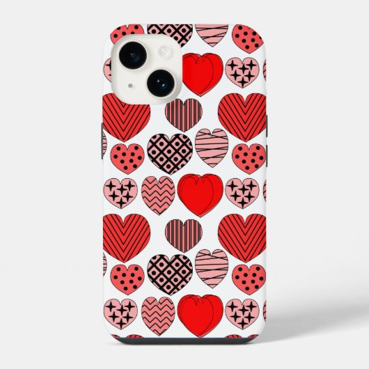 Coque Pour iPhone 14 Coeurs répétitifs (Verso)
