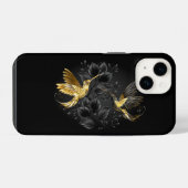 Coque Pour iPhone 14 Colibri noir et or (Verso Horizontal)