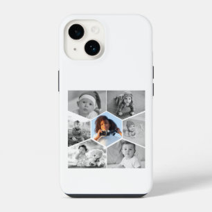 Coque Pour iPhone 14 Collage de photos hexagonales noir et blanc