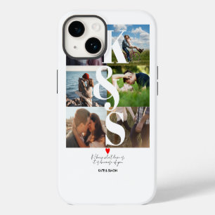 Coque Pour iPhone 14 Collage photo Love Couples Monogramme personnalisé