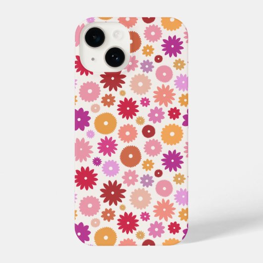 Coque Pour iPhone 14 Colorful Blooms Repeat Pattern (Verso)