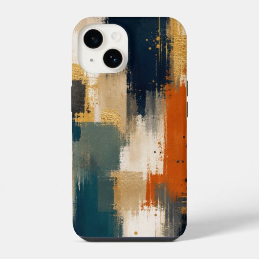 Coque Pour iPhone 14 Conception d'art moderne abstrait Navy Or Luxe Per (Verso)