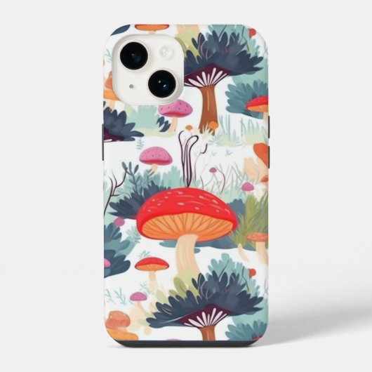Coque Pour iPhone 14 Conception de champignon et d'arbre (Verso)