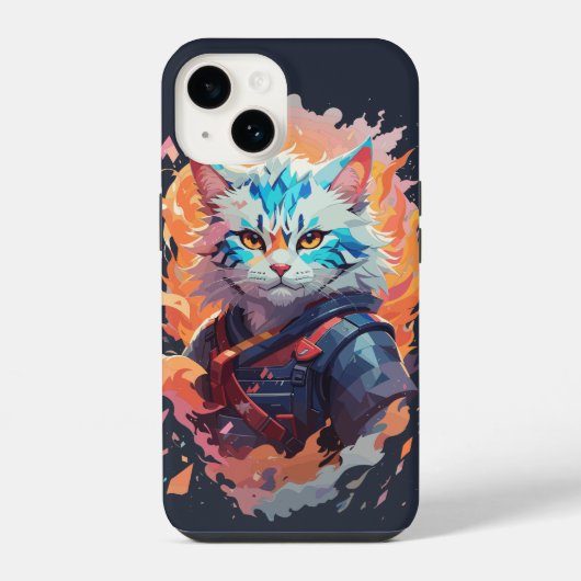 Coque Pour iPhone 14 Conception de guerrier chat ninja mignon (Verso)