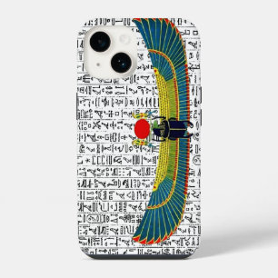 Coque Pour iPhone 14 Conception de hiéroglyphes du scarabée du dieu égy