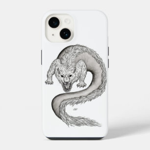 Coque Pour iPhone 14 Conception de loup-dragon noir et blanc
