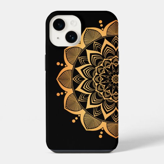 Coque Pour iPhone 14 Conception de Mandala Doré (Verso)