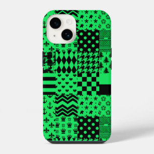 Coque Pour iPhone 14 Conception de maquette Motif mixte en noir vert