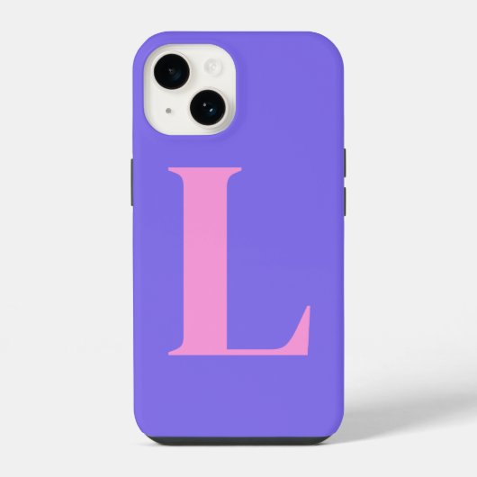 Coque Pour iPhone 14 Conception de monogramme initial rose violet perso (Verso)